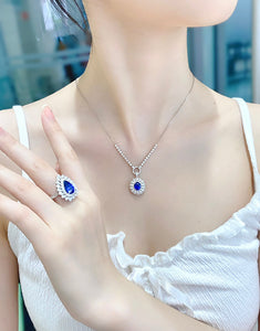LUOWEND 18K White Gold Real Natural Diamond Necklace for Women