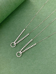 LUOWEND 18K White Gold Real Natural Diamond Necklace for Women