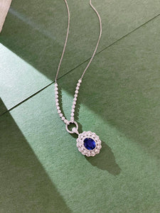 LUOWEND 18K White Gold Real Natural Diamond Necklace for Women