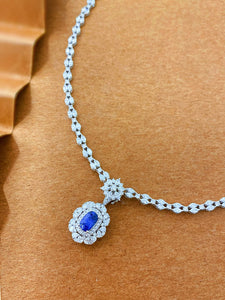 LUOWEND 18K White Gold Real Natural Diamond Necklace for Women