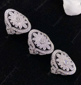 LUOWEND 18K White Gold Real Natural Diamond Ring for Women