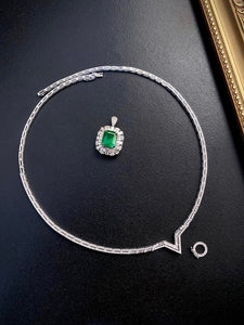 LUOWEND 18K White Gold Real Natural Diamond Necklace for Women