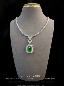 LUOWEND 18K White Gold Real Natural Diamond Necklace for Women