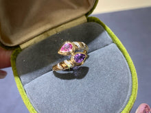 Load image into Gallery viewer, LUOWEND 18K Yellow Gold Natural Color Sapphire Ring for Women
