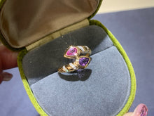 Load image into Gallery viewer, LUOWEND 18K Yellow Gold Natural Color Sapphire Ring for Women
