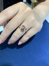 Load image into Gallery viewer, LUOWEND 18K Yellow Gold Natural Color Sapphire Ring for Women

