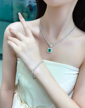 Load image into Gallery viewer, LUOWEND 18K White Gold Real Natural Diamond and Emerald Ring for Women
