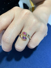 Load image into Gallery viewer, LUOWEND 18K Yellow Gold Natural Color Sapphire Ring for Women
