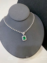 Load image into Gallery viewer, LUOWEND 18K White Gold Real Natural Diamond and Emerald Ring for Women
