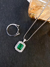 Load image into Gallery viewer, LUOWEND 18K White Gold Real Natural Diamond and Emerald Ring for Women

