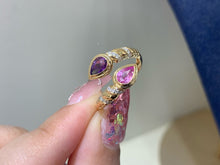 Load image into Gallery viewer, LUOWEND 18K Yellow Gold Natural Color Sapphire Ring for Women
