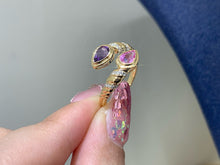 Load image into Gallery viewer, LUOWEND 18K Yellow Gold Natural Color Sapphire Ring for Women

