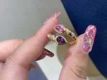 Load image into Gallery viewer, LUOWEND 18K Yellow Gold Natural Color Sapphire Ring for Women
