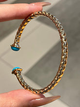 Load image into Gallery viewer, LUOWEND 18K Yellow Gold Natural Turquoise Bangle for Women
