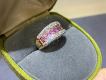 Load image into Gallery viewer, LUOWEND 18K Yellow Gold Natural Color Sapphire Ring for Women
