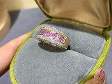 Load image into Gallery viewer, LUOWEND 18K Yellow Gold Natural Color Sapphire Ring for Women
