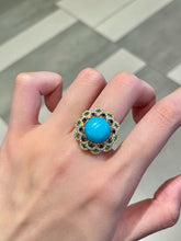 Load image into Gallery viewer, LUOWEND 18K Yellow Gold Natural Turquoise Ring for Women
