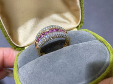 Load image into Gallery viewer, LUOWEND 18K Yellow Gold Natural Color Sapphire Ring for Women
