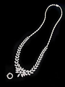 LUOWEND 18K White Gold Real Natural Diamond Necklace for Women