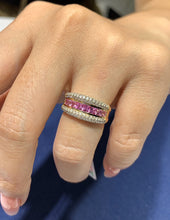 Load image into Gallery viewer, LUOWEND 18K Yellow Gold Natural Color Sapphire Ring for Women
