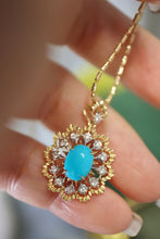Load image into Gallery viewer, LUOWEND 18K Yellow Gold Natural Turquoise Pendant for Women
