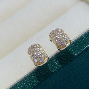 LUOWEND 18K White or Yellow Gold Real Natural Diamond Earrings for Women