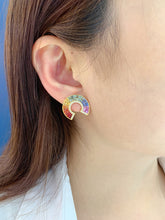 Load image into Gallery viewer, LUOWEND 18K Yellow Gold Natural Color Sapphire Earrings for Women
