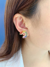 Load image into Gallery viewer, LUOWEND 18K Yellow Gold Natural Color Sapphire Earrings for Women
