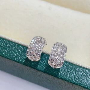 LUOWEND 18K White or Yellow Gold Real Natural Diamond Earrings for Women