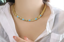 Load image into Gallery viewer, LUOWEND 18K Yellow Gold Natural Turquoise Necklace for Women
