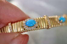Load image into Gallery viewer, LUOWEND 18K Yellow Gold Natural Turquoise Necklace for Women

