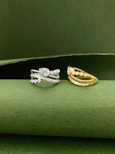 Load image into Gallery viewer, LUOWEND 18K White/Yellow Gold Natural Diamond Ring for Women
