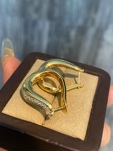 LUOWEND 18K Yellow Gold Natural Diamond Earrings for Women