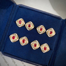 Load image into Gallery viewer, LUOWEND 18K Yellow Gold Real Natural Ruby and Diamond Earrings for Women
