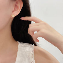 Load image into Gallery viewer, LUOWEND 18K Yellow Gold Real Natural Ruby and Diamond Earrings for Women
