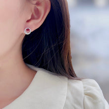 Load image into Gallery viewer, LUOWEND 18K White Gold Real Natural Ruby and Diamond Earrings for Women
