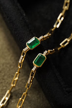 Load image into Gallery viewer, LUOWEND 18K Yellow Gold Emerald Bracelet for Women
