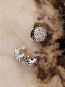 LUOWEND 18K White Gold Diamond Earrings for Women
