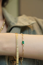 Load image into Gallery viewer, LUOWEND 18K Yellow Gold Emerald Bracelet for Women
