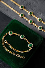 Load image into Gallery viewer, LUOWEND 18K Yellow Gold Real Natural Emerald Bracelet for Women
