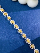 Load image into Gallery viewer, LUOWEND 18K White Gold Real Natural Yellow Diamond Bracelet for Women
