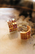 Load image into Gallery viewer, LUOWEND 18K Yellow Gold Natural Ruby Earrings for Women
