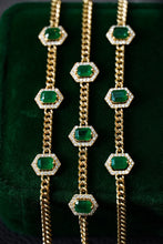 Load image into Gallery viewer, LUOWEND 18K Yellow Gold Real Natural Emerald Bracelet for Women
