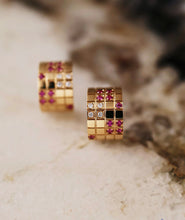 Load image into Gallery viewer, LUOWEND 18K Yellow Gold Natural Ruby Earrings for Women
