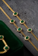 Load image into Gallery viewer, LUOWEND 18K Yellow Gold Real Natural Emerald Bracelet for Women

