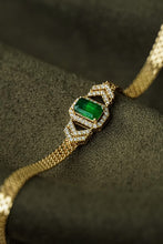 Load image into Gallery viewer, LUOWEND 18K Yellow Gold Real Natural Emerald Bracelet for Women

