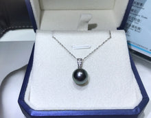 Load image into Gallery viewer, LUOWEND 18K White Gold Natural Tahiti Black Pearl Necklace for Women
