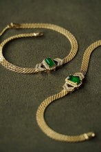 Load image into Gallery viewer, LUOWEND 18K Yellow Gold Real Natural Emerald Bracelet for Women
