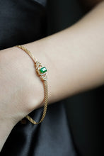 Load image into Gallery viewer, LUOWEND 18K Yellow Gold Real Natural Emerald Bracelet for Women
