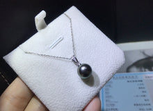 Load image into Gallery viewer, LUOWEND 18K White Gold Natural Tahiti Black Pearl Necklace for Women
